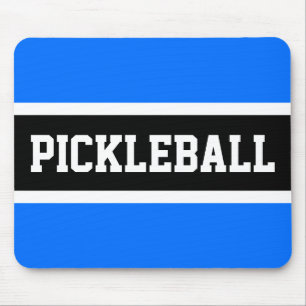 Sporty Block PICKLEBALL Text Yellow Black Stripes  Mouse Pad