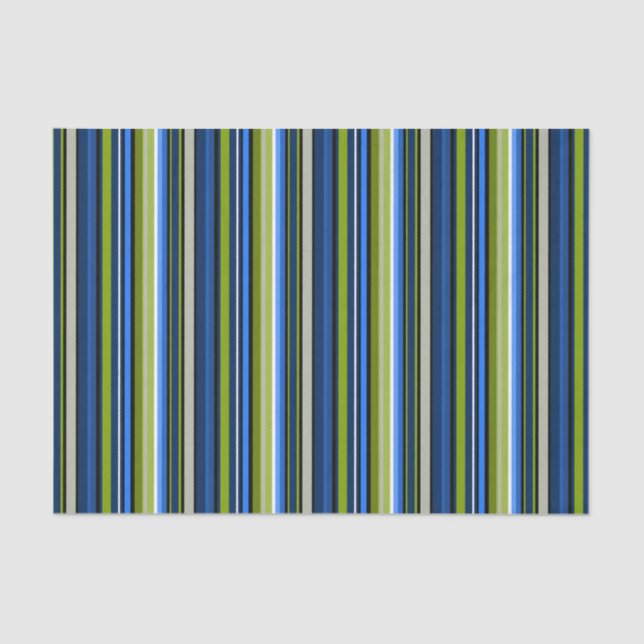 Sporty Blue Green Stripe Tissue Paper (Front)