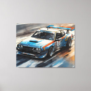 Sporty Blue Racing Car Canvas Print