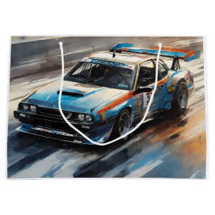 Sporty Blue Racing Car Large Gift Bag