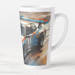 Sporty Blue Racing Car Latte Mug
