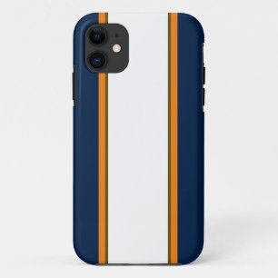 Sporty Bold Navy Blue Orange White Racing Stripes  Case-Mate iPhone Case