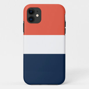 Sporty Bold Wide Orange White Navy Blue Stripes Case-Mate iPhone Case