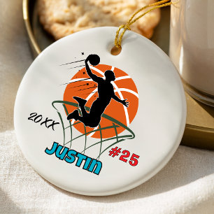 Sporty Boy Basketball Player Keepsake Ceramic Tree Decoration