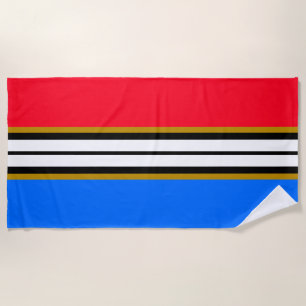 Sporty Bright Red Blue White Black Racing Stripes Beach Towel