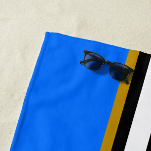 Sporty Bright Red Blue White Black Racing Stripes Beach Towel