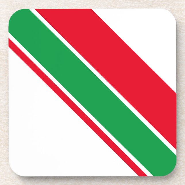 Sporty Bright Red Green Racing Stripes On White Coaster (Front)