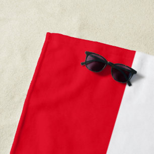 Sporty Bright Red White Nautical Summer Stripes Beach Towel