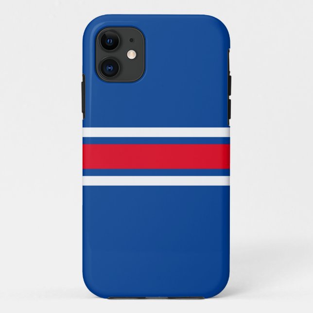 Sporty Bright Red White Royal Blue Racing Stripes Case-Mate iPhone Case (Back)