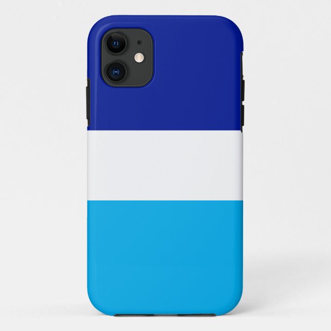 Sporty Bright Sky Blue Navy White Nautical Stripes Case-Mate iPhone Case (Back)