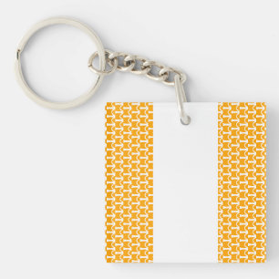 Sporty Bright Tiled Yellow Waves White Stripes Key Ring