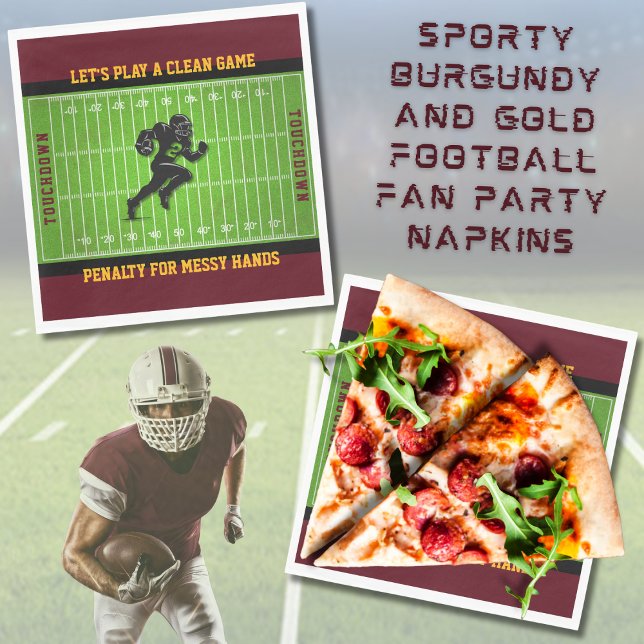 Sporty Burgundy and Gold Football Fan Napkins (Sporty Burgundy and Gold Football Fan Napkins)