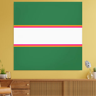 Sporty Camp Green White Pink Orange Racing Stripes Canvas Print