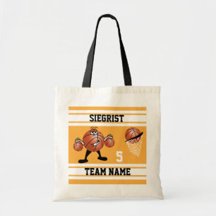 Sporty Cartoon Basketball Character Gold Tote Bag