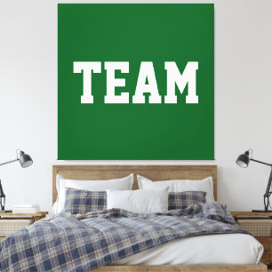 Sporty Centered TEAM White Text On Athletic Green Canvas Print