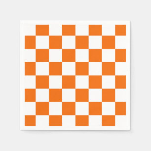 Sporty Checkerboard Orange White Team Colors Fun Napkin