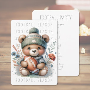 Sporty Chic Cute Bear Football Party Invitation