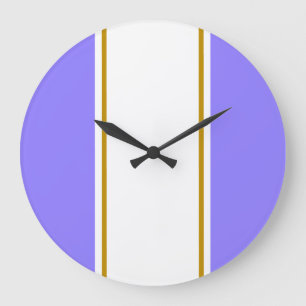 Sporty Chic Lavender White Vertical Racing Stripes Large Clock