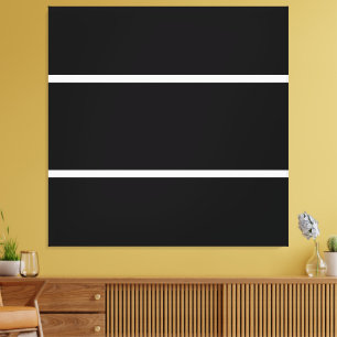 Sporty Chic Modern Black White Horizontal Stripes Canvas Print