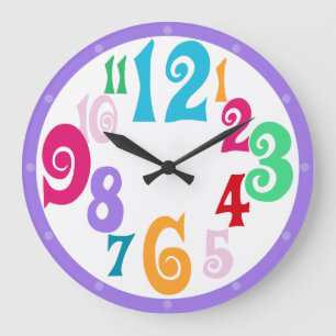 Sporty Colourful Chic Purple Trim wall clock