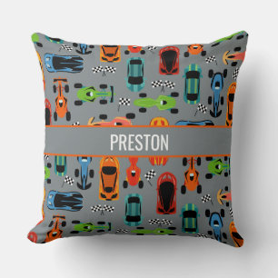 Sporty Colourful Racing Cars Kids Personalised Cushion