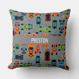 Sporty Colourful Racing Cars Kids Personalised Cushion