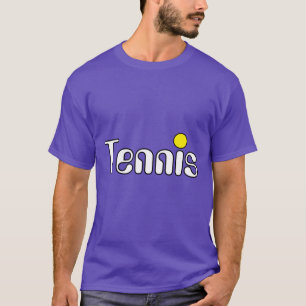 Sporty Cool Fun White Yellow TENNIS Text On Purple T-Shirt