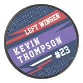 Sporty Custom Personalized Player Name & Number  Hockey Puck (Front)