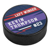 Sporty Custom Personalized Player Name & Number  Hockey Puck (3/4)