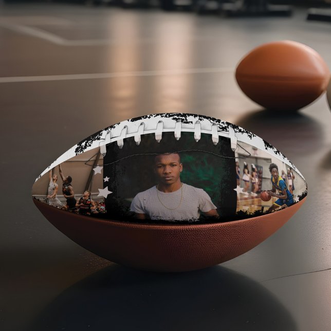 Sporty Custom Player Name & Number 3 Photo Collage Football (Sporty Custom Player Name & Number 3 Photo Collage Football)