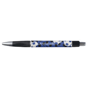 Sporty Dark Blue Soccer Balls Personalise