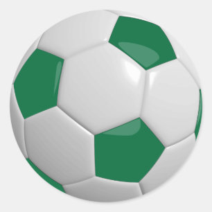 Sporty Dark Green & White Soccer Ball Classic Round Sticker