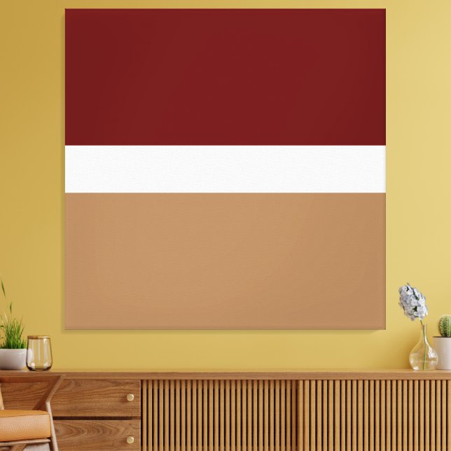 Sporty Dark Red Mocha Brown Modern Colour Block Canvas Print (Insitu(LivingRoom))
