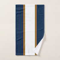 Sporty Deep Navy Blue Orange White Racing Stripes