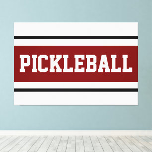 Sporty Deep Red Black White Racing Stripes Canvas Print