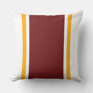 Sporty Deep Red Yellow Orange White Racing Stripes Cushion