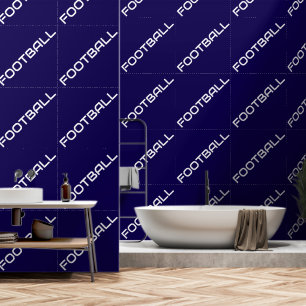 Sporty Diagonal White FOOTBALL Text On Navy Blue Wallpaper