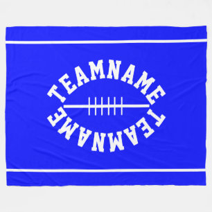 Sporty Football Shape YOUR TEAM Text On Royal Blue Fleece Blanket