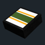 Sporty Forest Green Yellow White Racing Stripes Gift Box<br><div class="desc">This fun colourful design features golden yellow stripes highlighting a wide vibrant forest green centre stripe against a white background.</div>