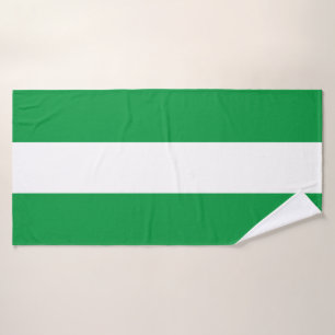 Sporty Fun Wide Bright Kelly Green White Stripes Bath Towel Set