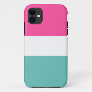 Sporty Fun Wide Bright Pink White Aqua Stripes Case-Mate iPhone Case