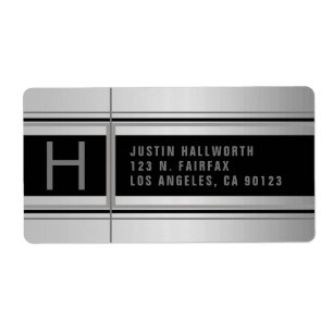 Sporty Geometric Faux Metal Return Address