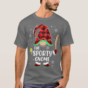 Sporty Gnome Softball Buffalo Plaid Christmas Ligh T-Shirt