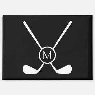 Sporty Golf Clubs Illustration White Monogram M Magnet