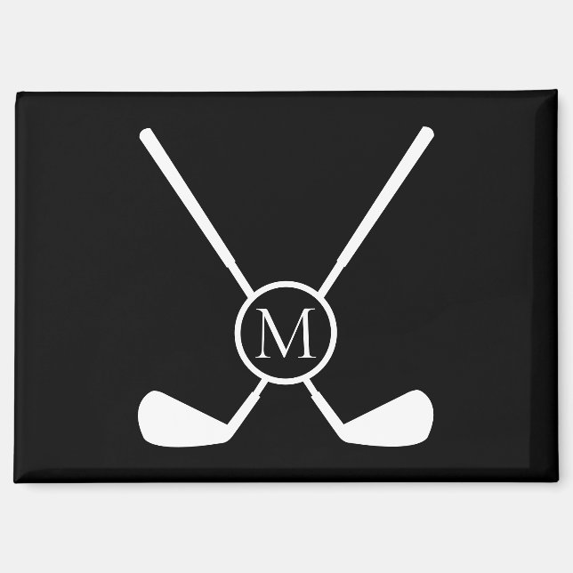 Sporty Golf Clubs Illustration White Monogram M  Magnet (Front)