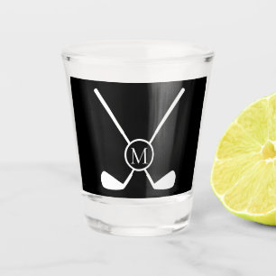Sporty Golf Clubs Illustration White Monogram M  Shot Glass
