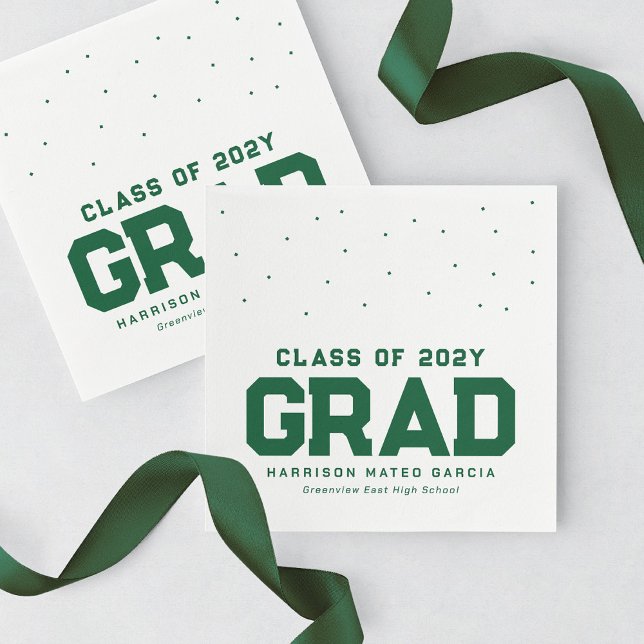 Sporty grad athlete green personalised graduation napkin (Creator Uploaded)