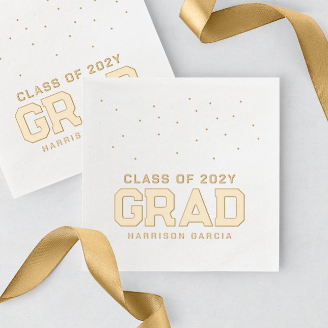 Sporty grad athlete personalised graduation foil napkins (Creator Uploaded)