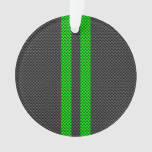 Sporty Green Carbon Fibre Style Racing Stripes Ornament