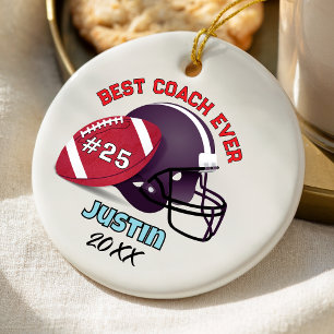 Sporty Green Football Coach Team Appreciation Ceramic Tree Decoration